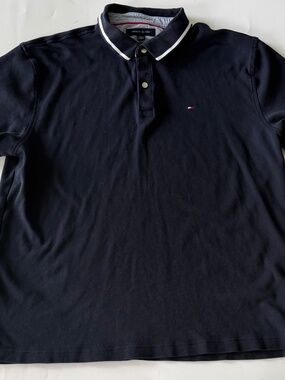 Tommy Hilfiger Men's Navy Blue Polo Size XL EUC 100% Cotton